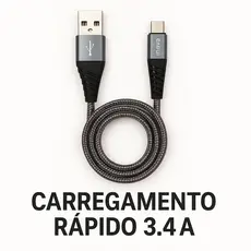Cabo Inova V8 Micro USB 3.4 Original 1 Metro Carregamento Rápido Tecido Reforçado Cobre Puro