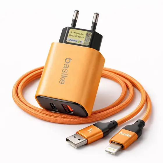 Carregador 17 GaN 35W Turbo USB-C + USB Rápido Bivolt com Cabo 1m Carga Dupla iPhone 17 e Andróid Original