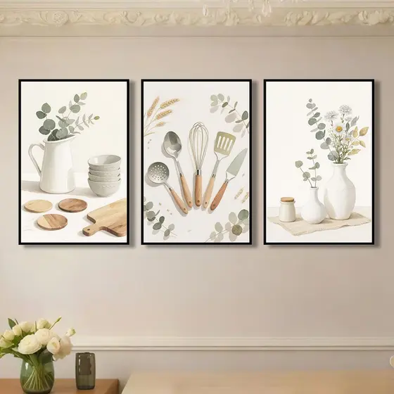 Quadros Decorativos para Cozinha Moderna Conjunto 3 Peças 30x50cm Presente Decorativo