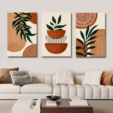 Quadro Decorativo 3 Peças Moderno Abstrato com Linhas Geométricas para Decoração de Sala Quarto e Casa