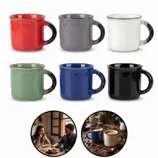 kit 6 mini canecas de porcelana para café esmaltadas ágata retrô 70ml decorativas degustação cozinha mesa resistentes
