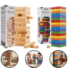 Jogo Caiu Perdeu Torre De Madeira Colorido Numerado Clássico Brinquedo Terremoto Com Equilíbrio Divertido Profissional