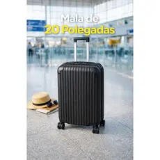 Mala de Viagem 20 Polegadas Bordo ANAC – Leve, Resistente, 10kg | Rodas 360° - Cor Preta