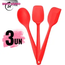 KIT De Espátulas mais Colher de Silicone Antiaderente Utilidade Domestica Multifuncional