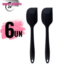 Kit 6 /4 Espátulas Preta Pão duro de Silicone Grande Espátula flexível Espátula culinária Utensílio de cozinha
