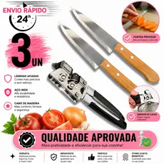 kits 2 facas ou faca mais afiador de cozinha Peixeira 6´´ aço inox mais Afiador amolador profissional