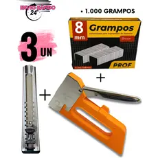 Grampeador De Tapeceiro com Grampo Profissional e Estilete 4/6/8mm