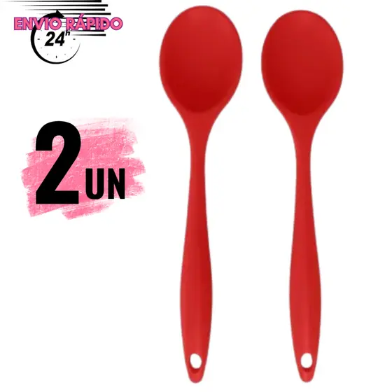 Conjunto colher de silicone resistente ao calor Utensílio flexível  alta qualidade Cozinha sem riscos Superfície suave: