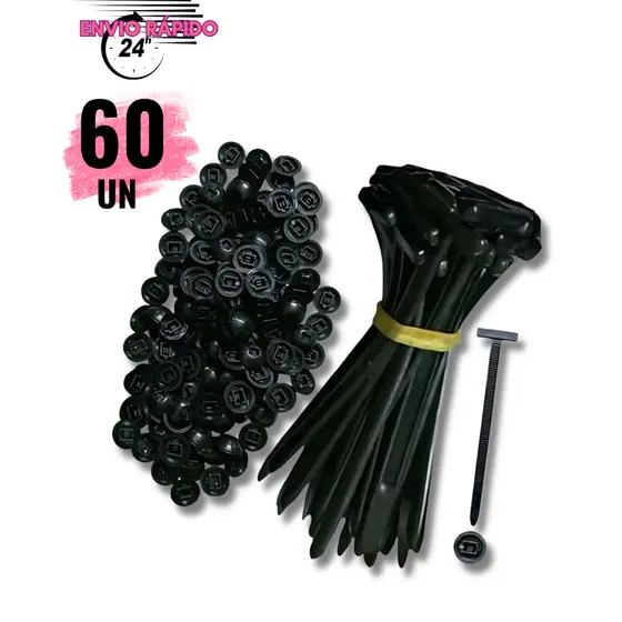 Kit 60 Abraçadeira nylon com suporte Presilha de nylon fivela Plástica capo