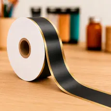 Fita Maxi Albano Preto com dourado Embalagem Presente Decoração 32mm X 100m Laço Pais