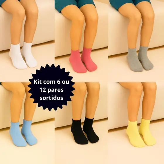 Kit Meias Juvenil Feminina Inverno – Estampadas e Lisas | 6 ou 12 Pares Conforto, Estilo e Qualidade
