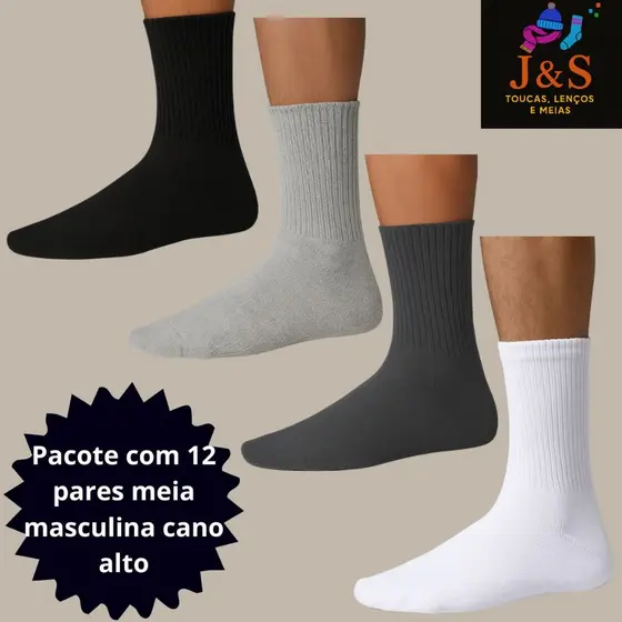 KIT 12 Pares de meias cano alto  SPOT  atoalhada tamanho 40 AO 46