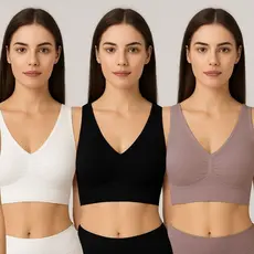 Kit 4 Tops Femininos Sem Costura Reforçado – Conforto e Sustentação – Cores Variadas