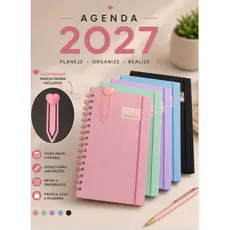 Agenda 2027 Capa Dura Espiral Tamanhos A5 e A6 –Cores 168 Folhas | Com Elástico e Marcador de Página