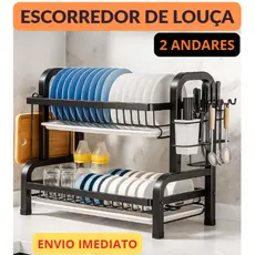 Escorredor de Louças 2 Andares em Aço Inoxidável – Organizador Moderno e Resistente