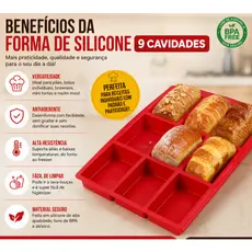 Forma de Silicone 9 Cavidades para Pães, Bolos e Brownies | Antiaderente | Livre de BPA