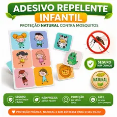 KIT 36/72 Adesivos Repelente Infantil Natural com Citronela | Anti Mosquito Seguro para Crianças e Bebês