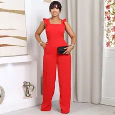 Macacão Feminino Longo Pantalona em Duna com Bojo Forrado – Modelo Social Elegante com Babado 2026