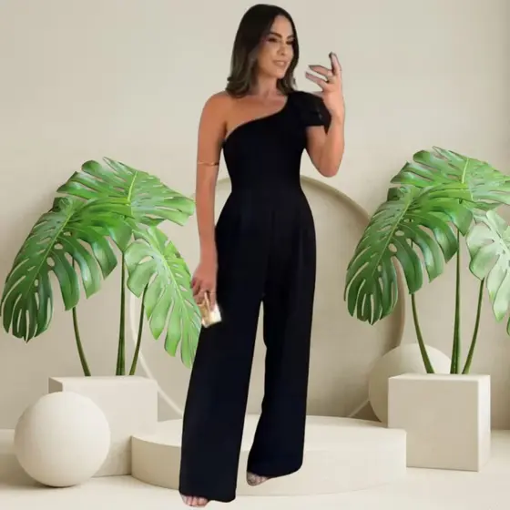 Macacão de Festa Feminino Longo com Forro, Bojo e Laço – Charme e Conforto