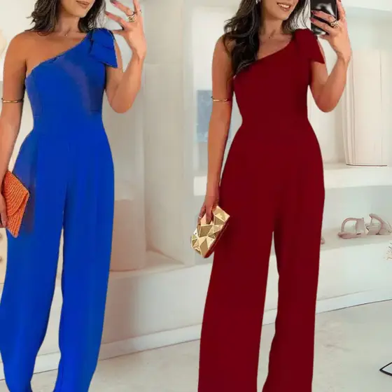 Macacão Estiloso com Bojo e Bolsos Feminino – Laço no Ombro e Caimento Perfeito
