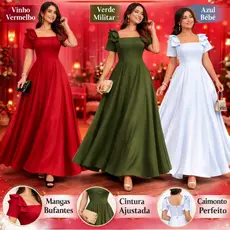 Vestido Midi Feminino com Bojo e Laço Ombro | Elegante, Leve | Festa e Culto