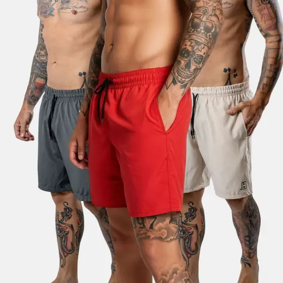 Kit 3  Shorts Masculino Tactel Academia Com Elastano