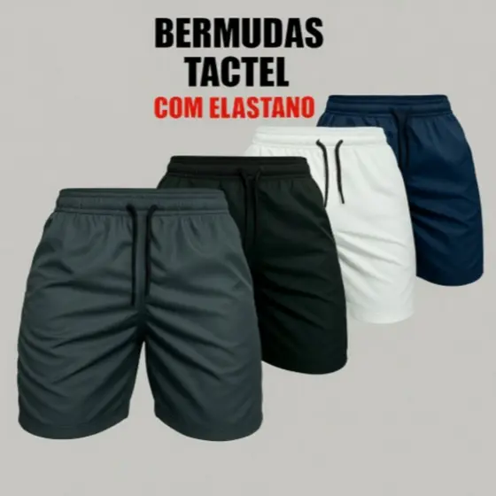 Kit 2 Bermudas Tactel masculina para treino com Elastano