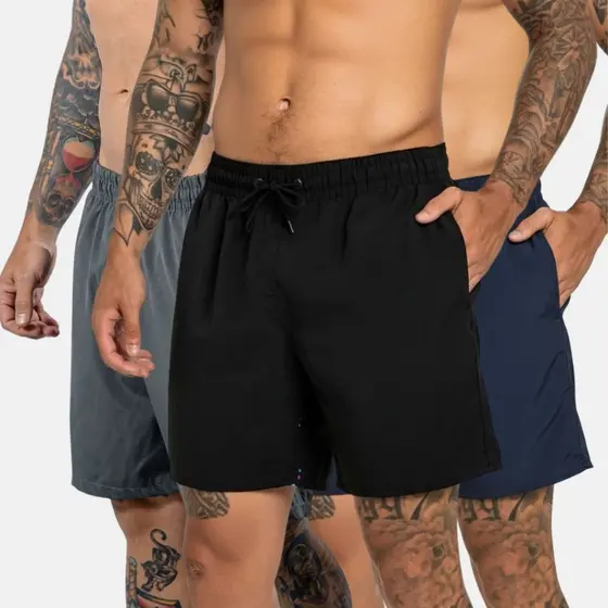 Kit 3  Bermudas Tactel Masculino para Treino com Elastano