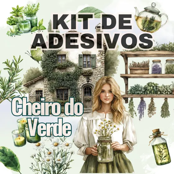 57 Adesivos de Plantas Verde Flores Stickers Scrapbook Journal