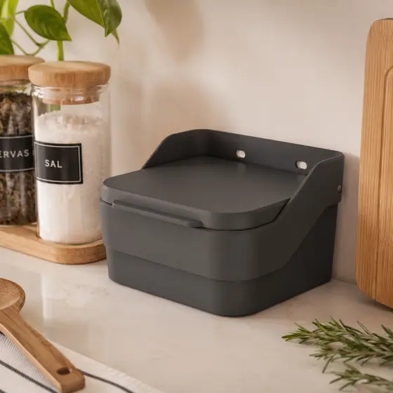 Saleiro de Cozinha OU Linha Trium Porta Sal Temperos Condimentos Organizador Prático Moderno