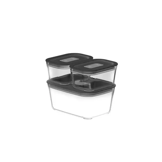 Kit de Potes de Vidro Hermético Ou 1,2 L e 370ml Linha Fresh Lock - Preto