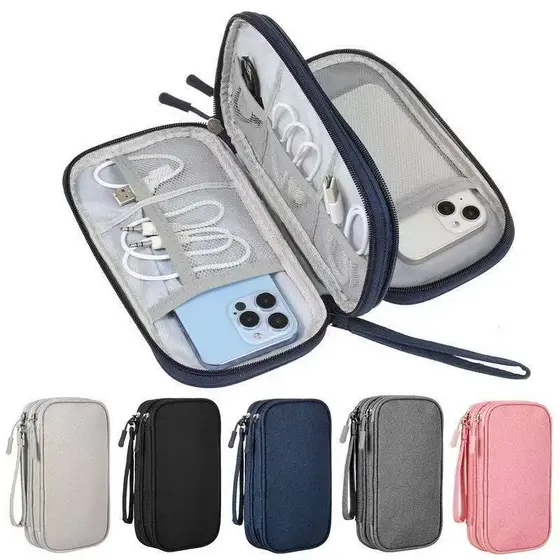 Necessaire organizadora bolsa portatil celular cabos fios  armanazamento