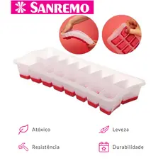 Forma De Gelo Flexível Sanremo Com Fundo De Silicone 16 Cubos Fácil
