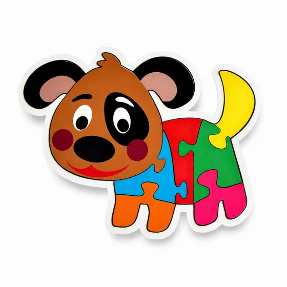 Quebra Cabeça Infantil Pedagógico Educativo Cachorro 7 Peças Mdf Colorido