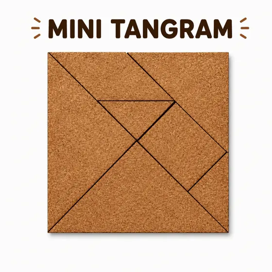 1x  Tangram MDF 10x10cm Quebra-Cabeça Tabuleiro Educativo Cru