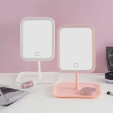 Espelho de mesa retangular para maquiagem com luz de LED TG