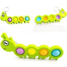 Chaveiro Pop it Lagarta 4 bolhas Fidget Anti estresse bosco