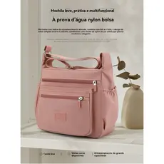 Bolsa Feminina Transversal De Ombro Impermeável Nylon 5 Compartimentos Multiuso Casual Passeio Bosco.Loja