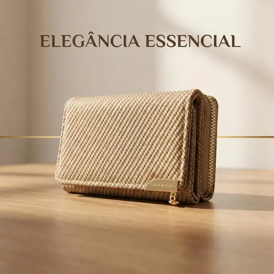 Carteira Feminina Pequena Porta Cartões com Alça de Pulso Compacta Elegante BOSCO