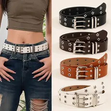 Cinto Punk Moderno Y2K Para Mulheres Com Ilhós De Estrela Dupla Alça Gótica/Streetwear Clubes E Nervoso Diário yoyobel