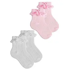 Kit Meia Infantil Menina Batizado Aniversário Festa Roquete Delicada