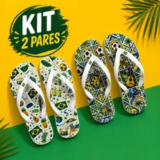 Chinelo Feminino Estampado Brasil Colorido Confortável Antiderrapante Verão
