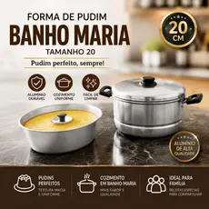 forma pudim banho maria n 20 Aluminio panela 2 em 1