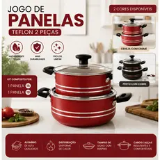 jogo panelas teflon antiaderente 2 peças 16 e 18 revestimento premium nao gruda alimentos