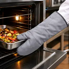 Luva Térmica Cano Longo para Forno Cozinha Industrial Proteção Calor Algodão Metalizado