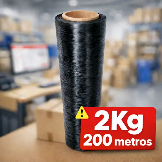 Bobina Filme Stretch Preto 50cm x 25 micras - 200 metros / 2kg