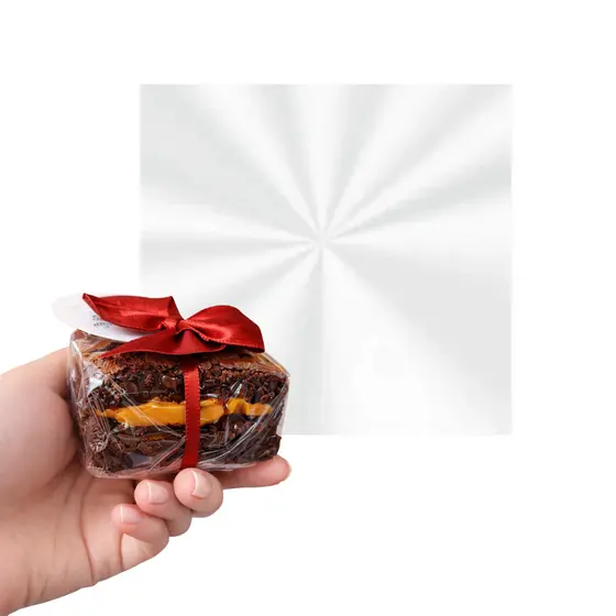 Folhas Celofane (bopp) para brownie 15x15cm e 20x20 cm - Kit com 100, 250, 500, 800 e 1000 unidades - embalagem p/ doces