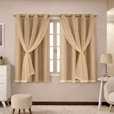 Cortina Blackout com Voil Liso PARTES SEPARADAS (1,40m x 1,80m) Blecaute