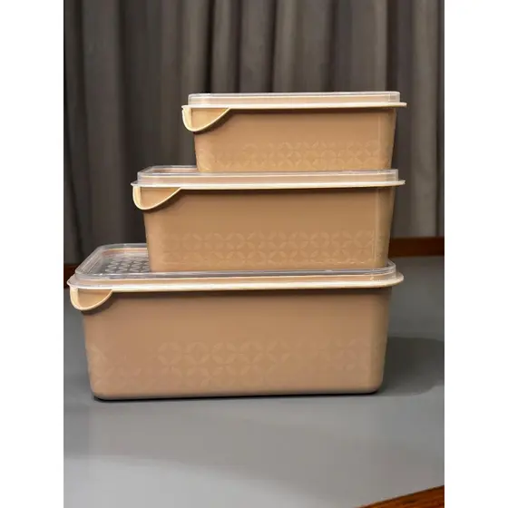 Conjunto com 3 Potes de Plástico com Tampa Transparente, Marmita Multiuso Cozinha, Armazenar e Organizar