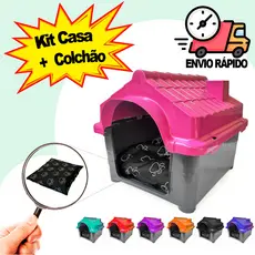 Casinha Pet Cachorro N2 + Caminha Pequenas Raças Casa Cães Gatos Conforto